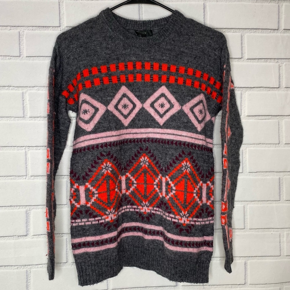 J.Crew Funky Abstract Fair Isle Sweater size Extra Small
